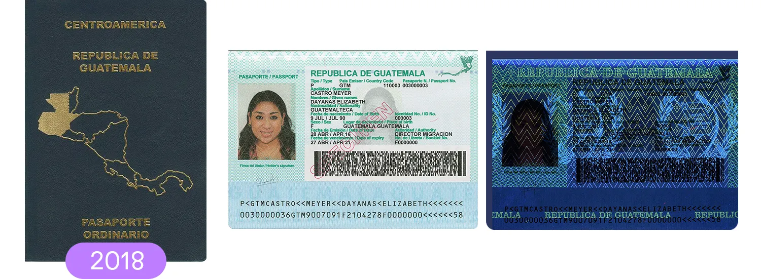guatemala passport, version 2018